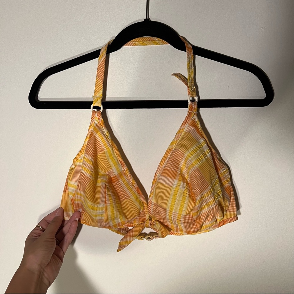 VINTAGE 70S SWIM BALI ORANGE AND YELLOW PLAID BIKINI